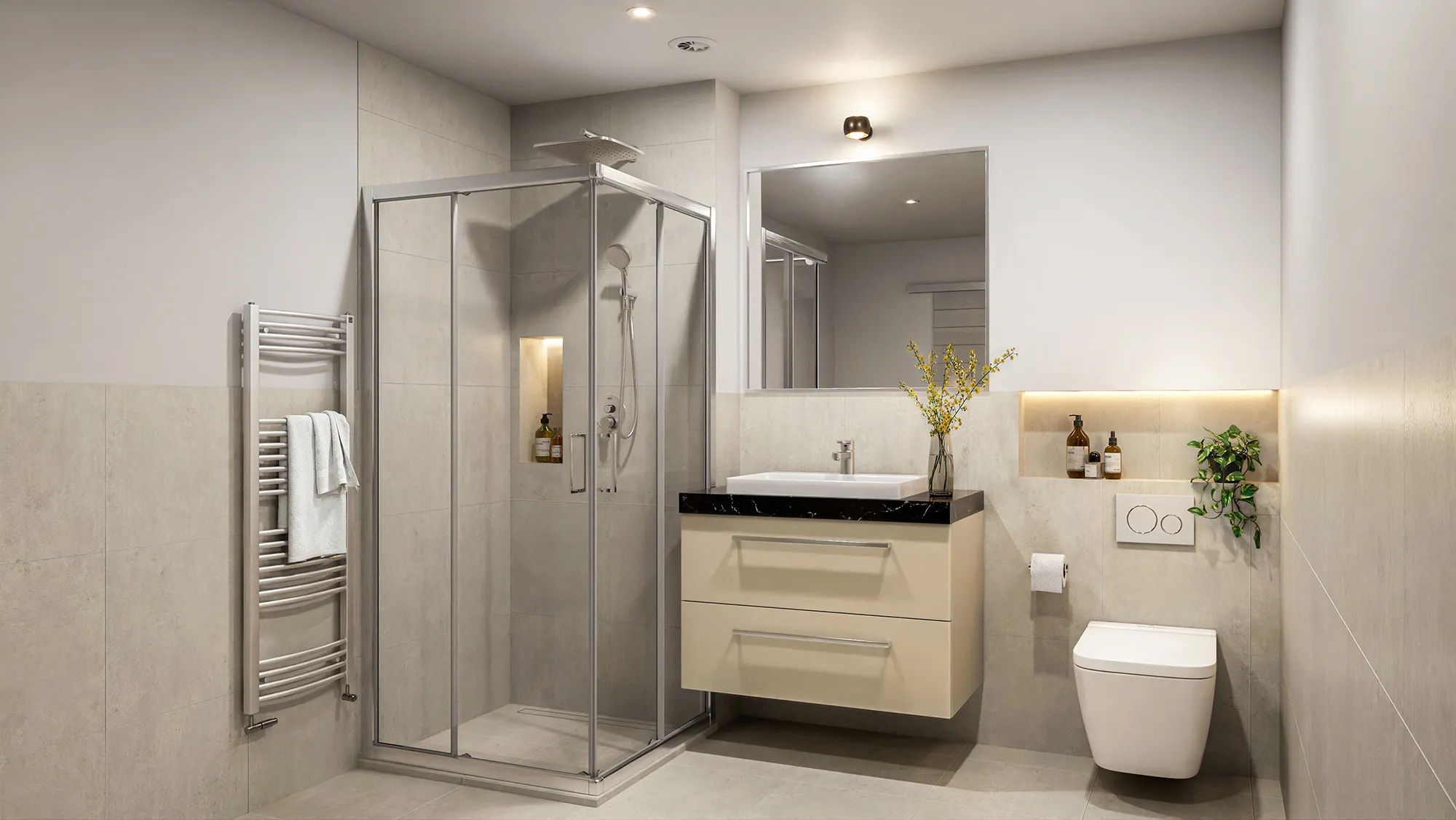 Privates Badezimmer mit Regendusche